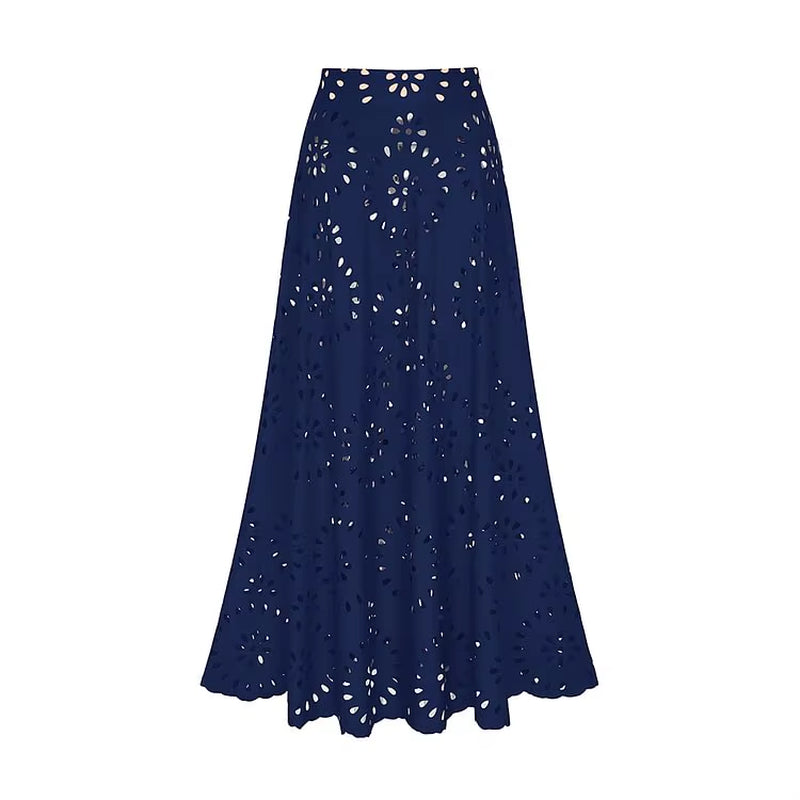 Elevate Your Beach Style with the Flaxmaker Women's Black Laser Cut One Piece Swimsuit & Skirt - Perfect for Summer 2025!