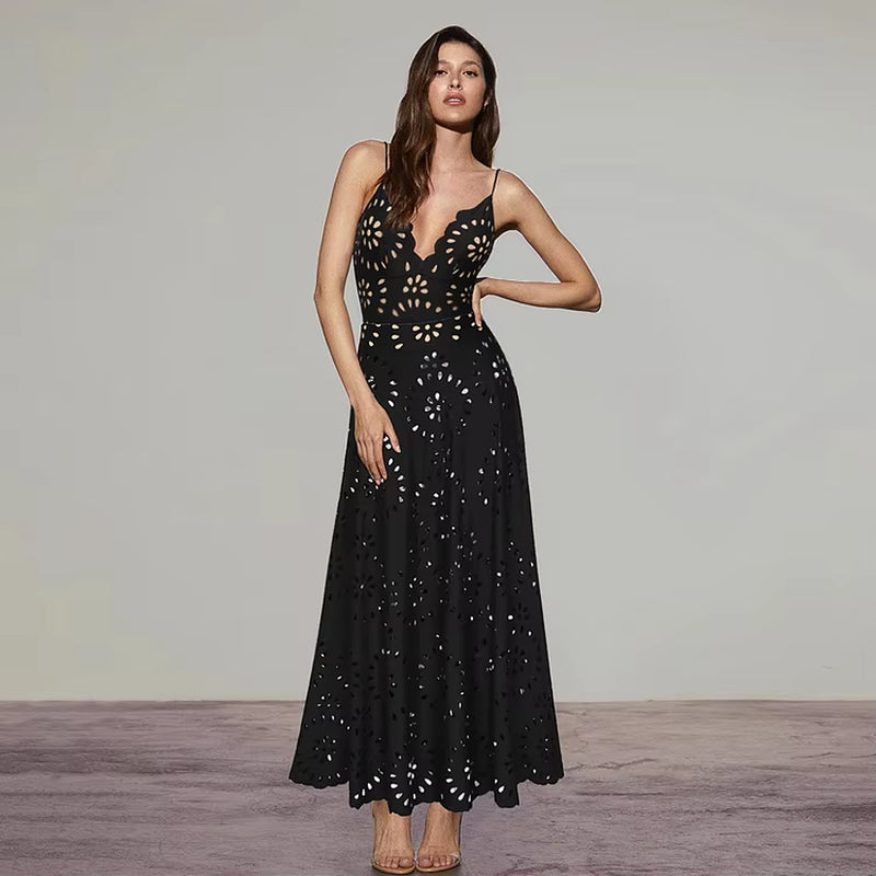 Elevate Your Beach Style with the Flaxmaker Women's Black Laser Cut One Piece Swimsuit & Skirt - Perfect for Summer 2025!